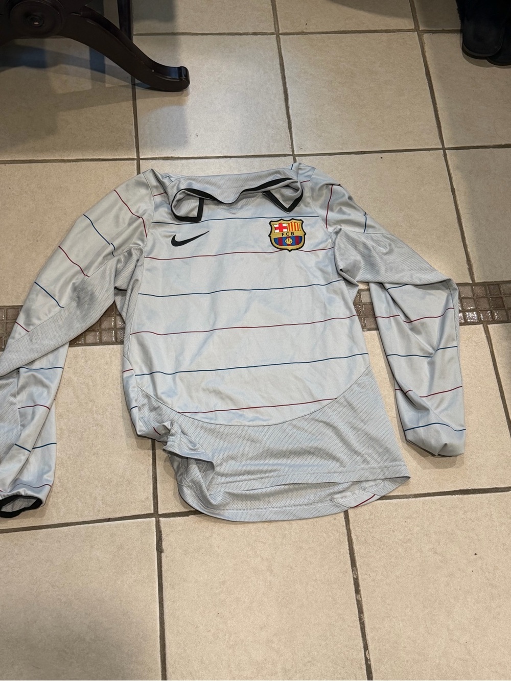 Nike FC Barcelona men' Long-Sleeve Away Jersey - Light Gray